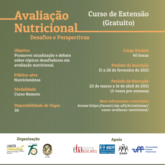 Curso de Extensão “Avaliação Nutricional: desafios e perspectivas”.